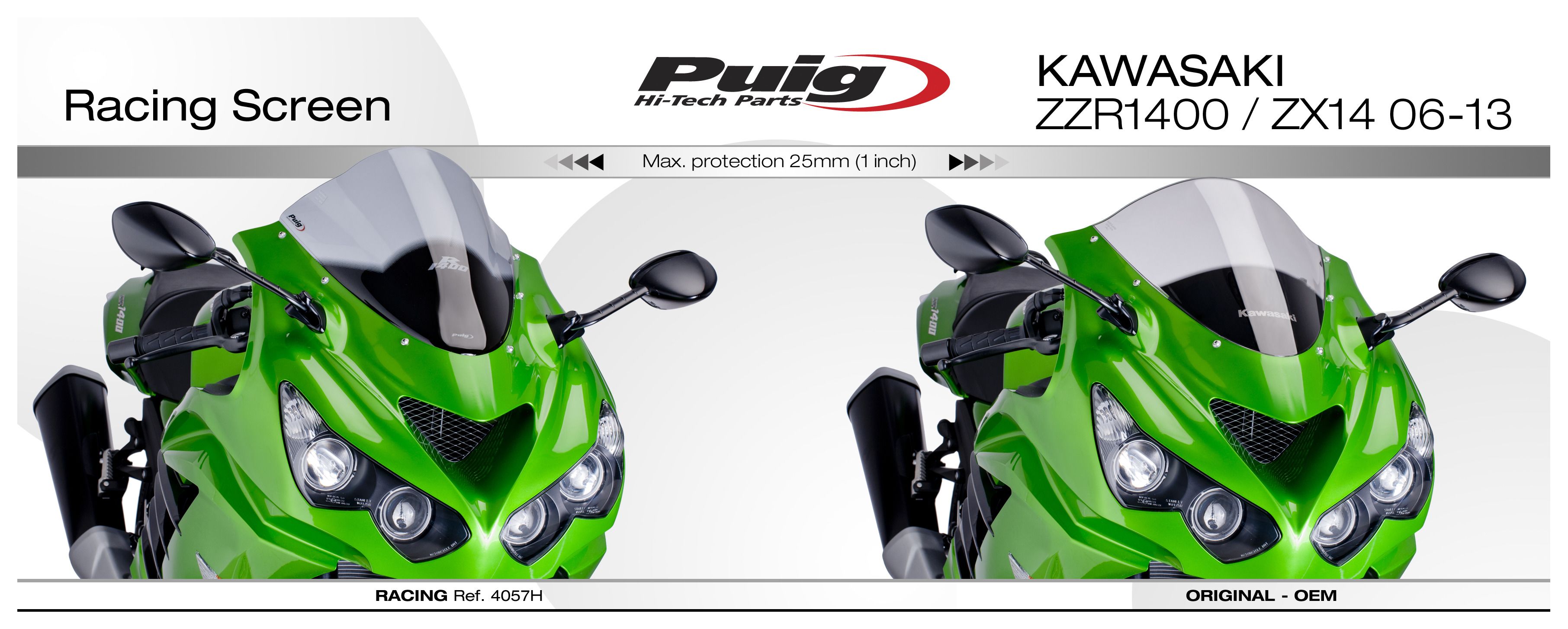 Puig Racing Windscreen Kawasaki ZX14R 2006-2025 | JPCycles.com