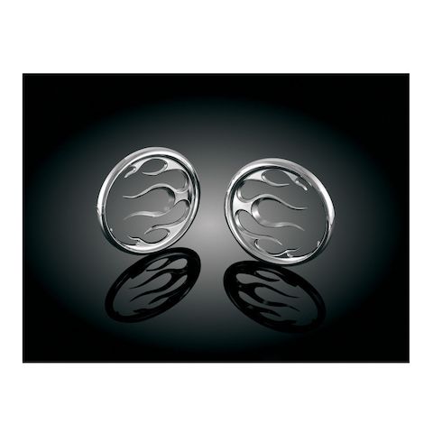 Kuryakyn Flame Front Speaker Grills For Harley Touring 1996-2013