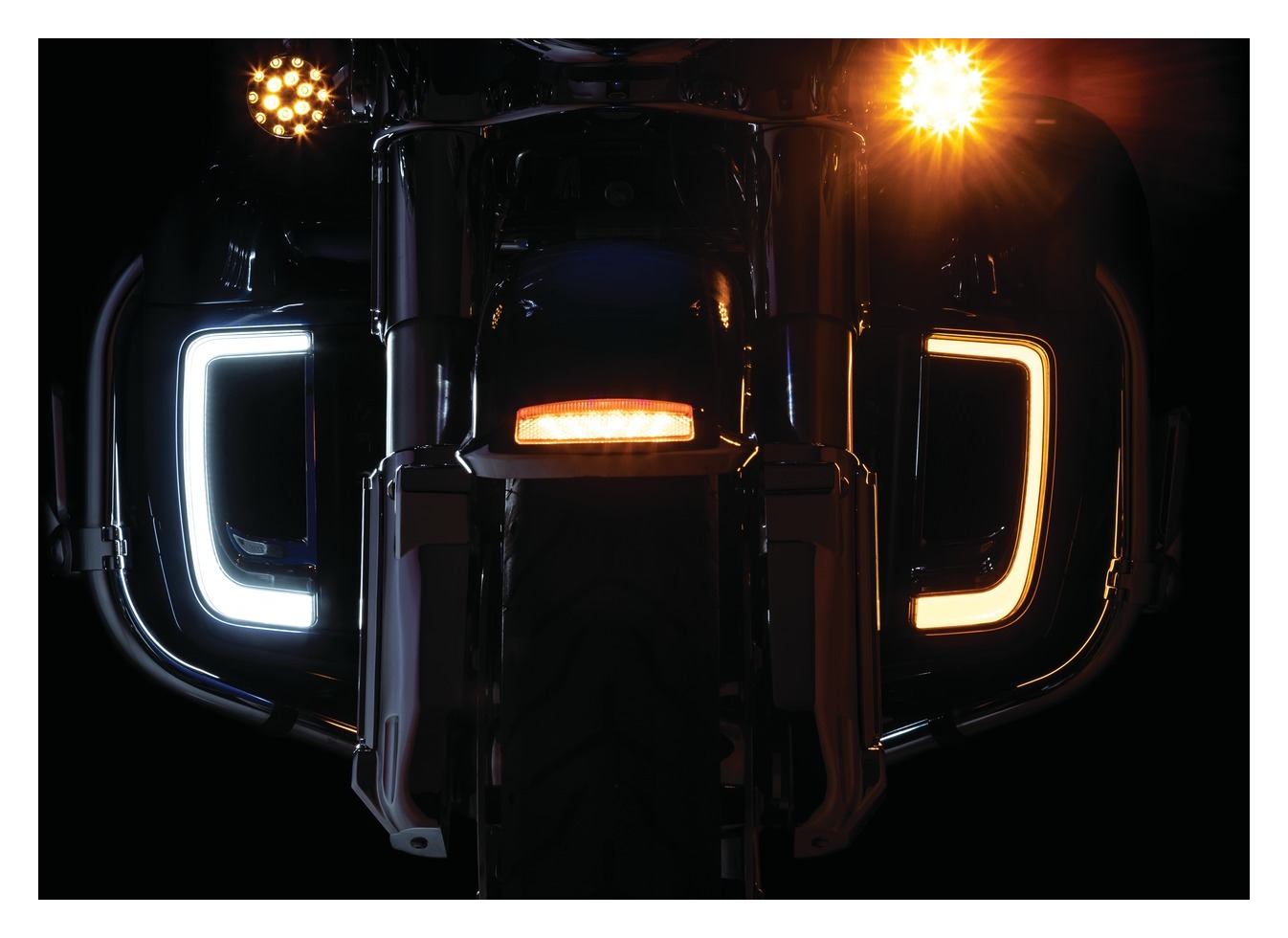 HDBUBALUS Engine Guard Lowers Grills Leg Fairing LED Turn Signal Light  Running Light Compatible With Harley, image size:1346x980