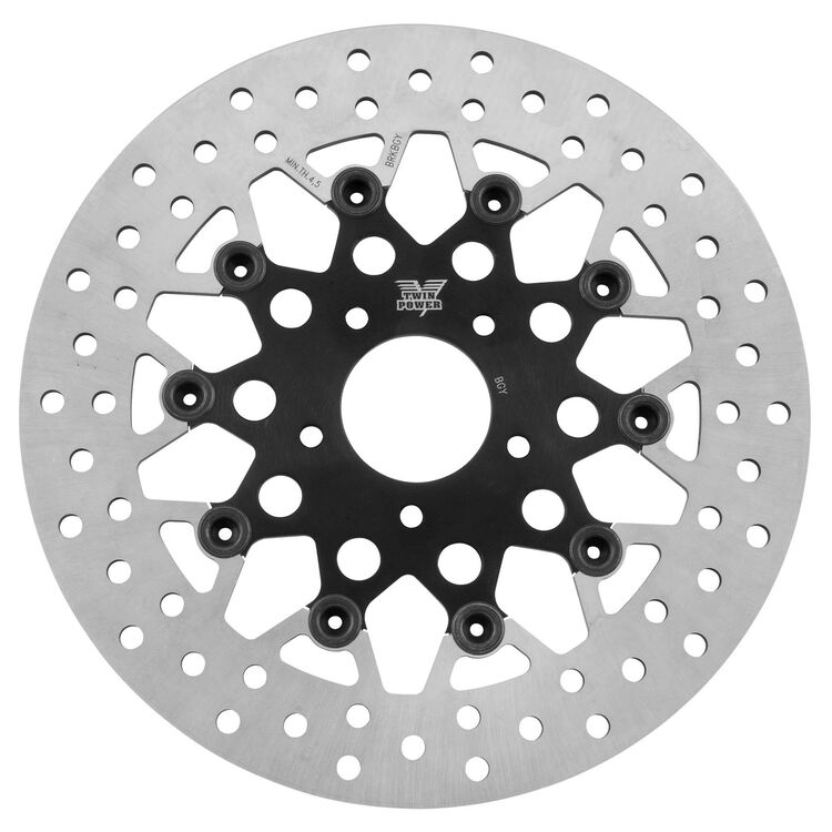 Twin Power Black Floating Mesh Front Rotor For Harley