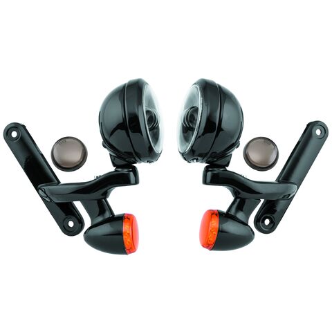 Letric Lighting Co. 4.5" LED Fog/Passing Lights With Turn Signals And Bracket For Harley 1997-2013