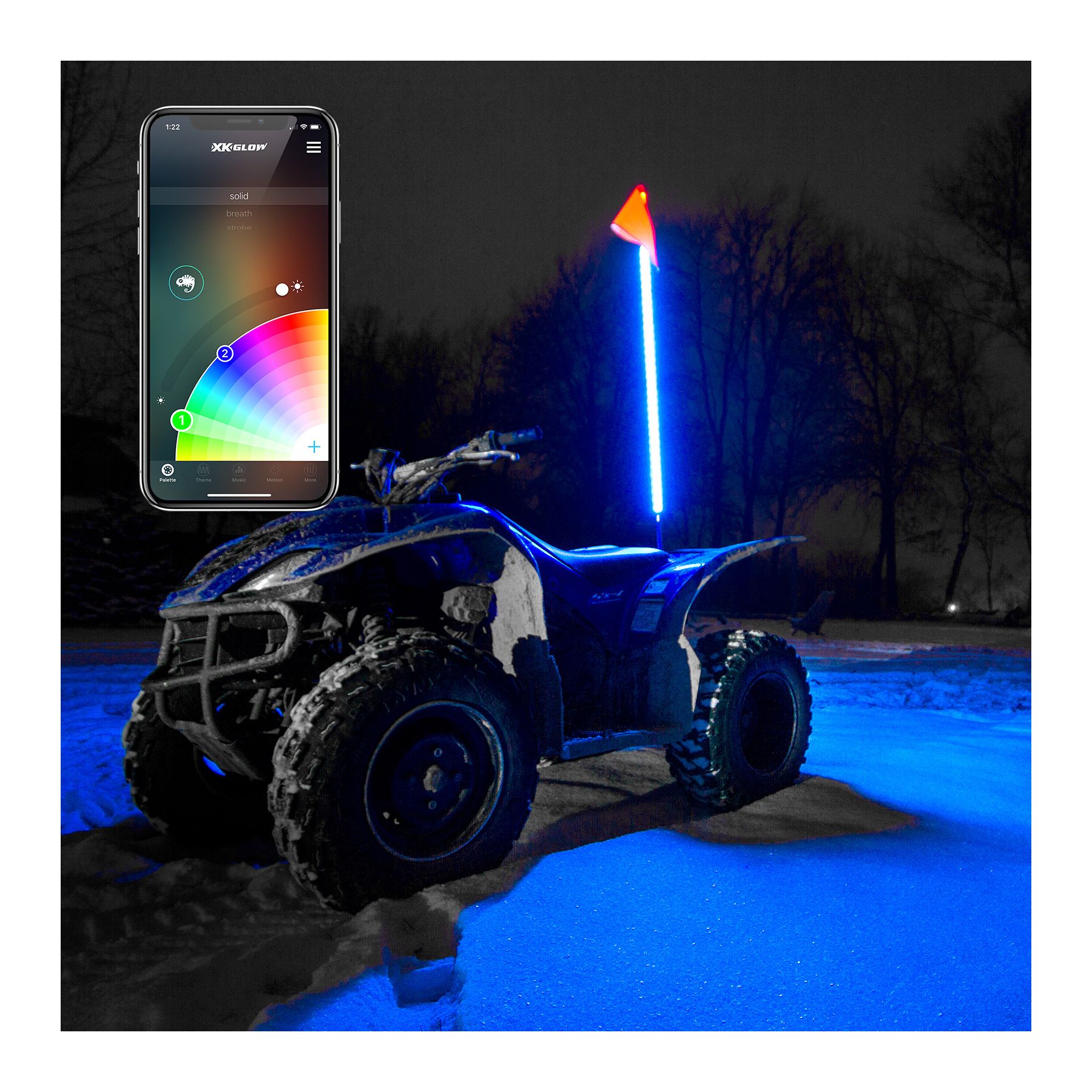 XK-WHIPB-STA XKGlow 2nd Gen 1-Piece 48 Whip with XKCHROME Contr sku XK-WHIPB-STA