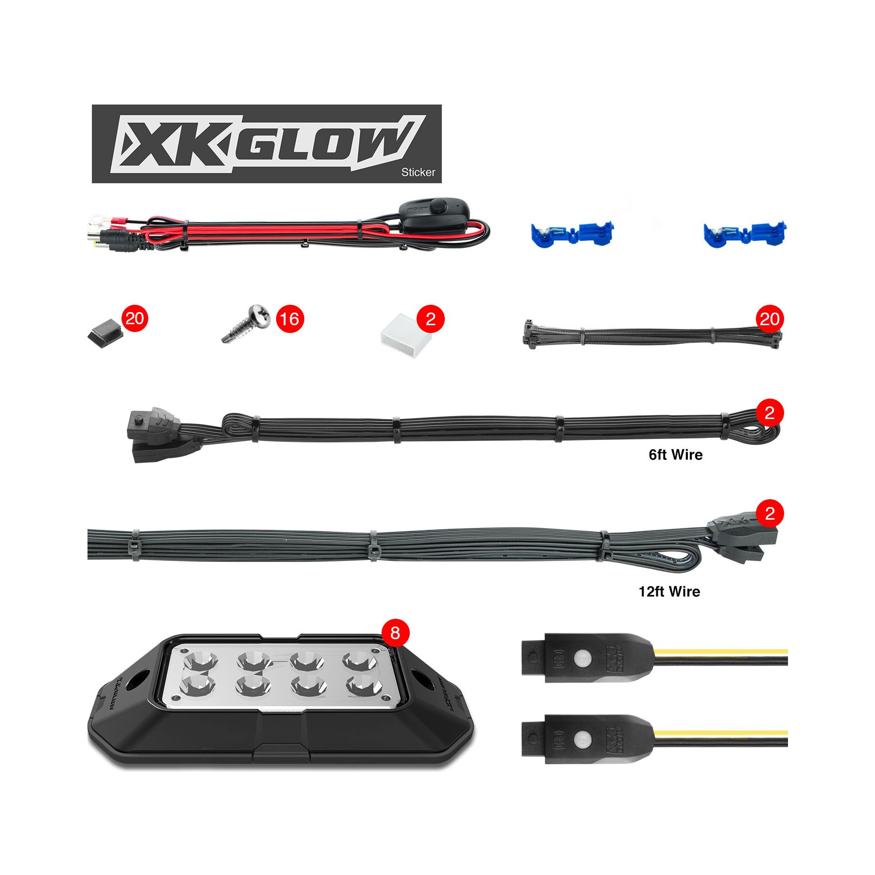 XK-ROCK-ADV XKGlow 8 Piece RGB Rock Light Kit sku XK-ROCK-ADV