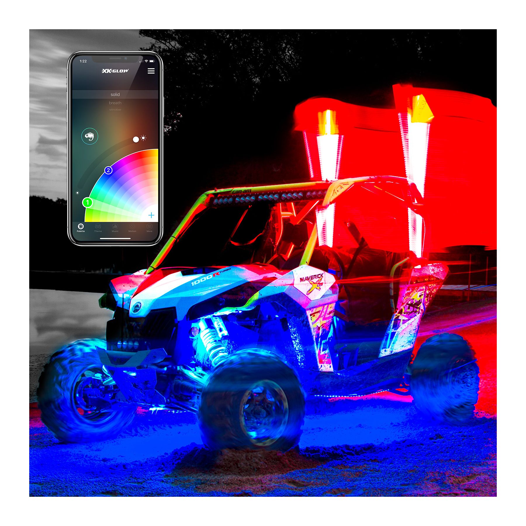 XKGlow 2nd Gen 2-Piece 48 Whip Kit with XKCHROME Controller