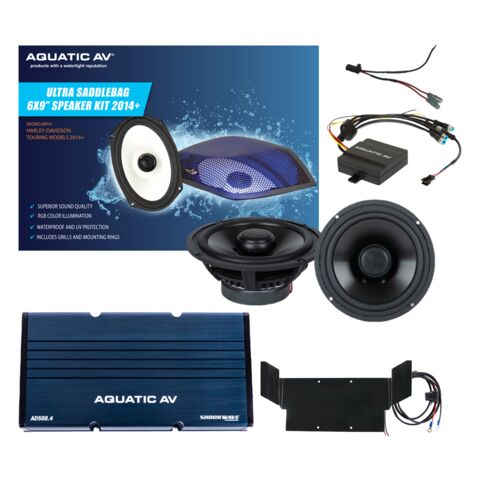 Aquatic AV Ultra Speaker And Amp Kit For Harley FLH 2014-2024
