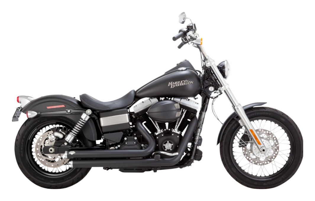 中古 VANS&HINES / DYNA BIG SHOTS STGGD BLK Vance & Hines PCX Big Shots Staggered Exhaust For Harley Dyna 2006