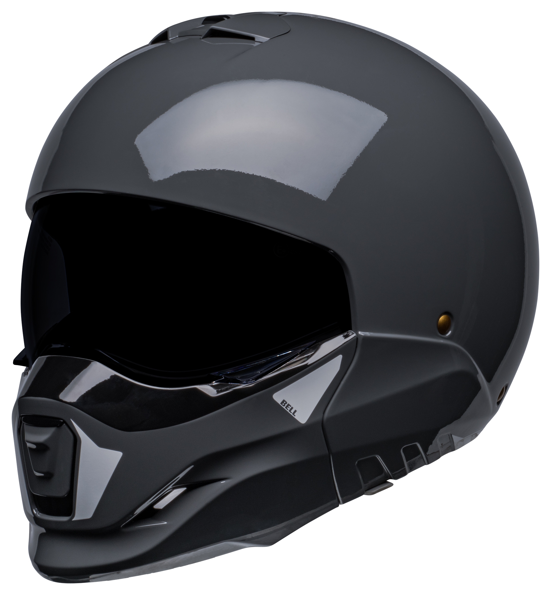 bell broozer free ride helmet Prime Gloss Warm Gray / Medium down shield make it ready for anything Bell Broozer Helmet Chin Mount