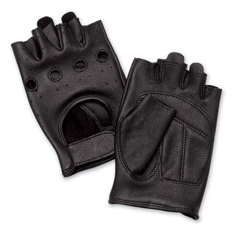 J&P Cycles Fingerless Deerskin Gloves With Easy-Pull Tabs (XL and 2XL)