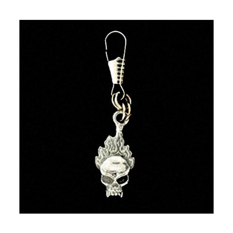 Guardian Bell Flame Skull Zipper Pull