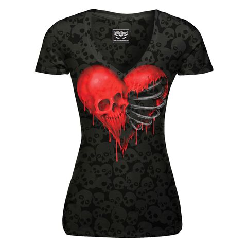 Lethal Angel Women's Ribcage Heart Burnout T-Shirt