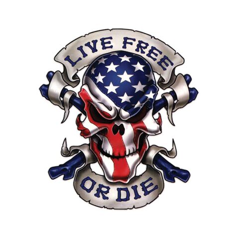 Lethal Threat Live Free Skull Decal