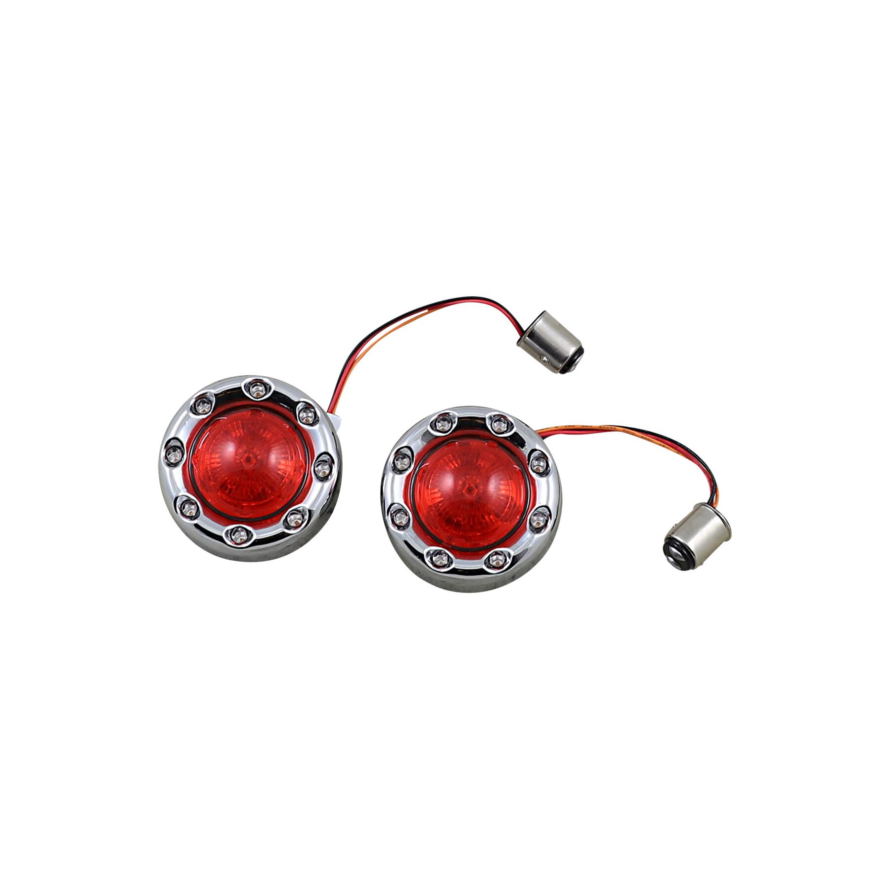 Custom Dynamics Bullet Ringz Red/Red LED Turn Signals Gloss Black with Smoke Lens