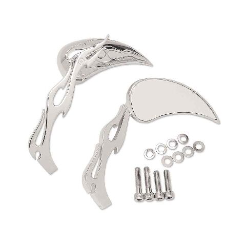 Drag Specialties Flame Teardrop Mirrors With Sculptured Stems