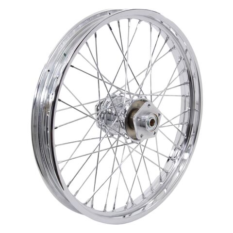 V-Twin Mfg. 40 Spoke Chrome Front Wheel, 19" X 2.5" Dual-Disc For Harley FX XL 1978-1983