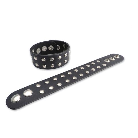 AMiGAZ Double Wide Rivet Black Bracelet