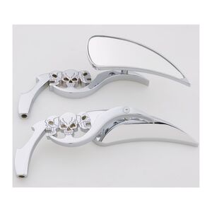 J&P Cycles Teardrop Mirror Set With Skull Stems | JPCycles.com