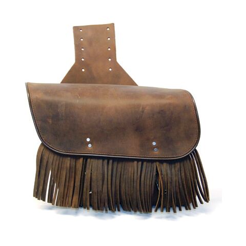 Leatherworks Distressed Brown Throwover Saddlebags With Fringe