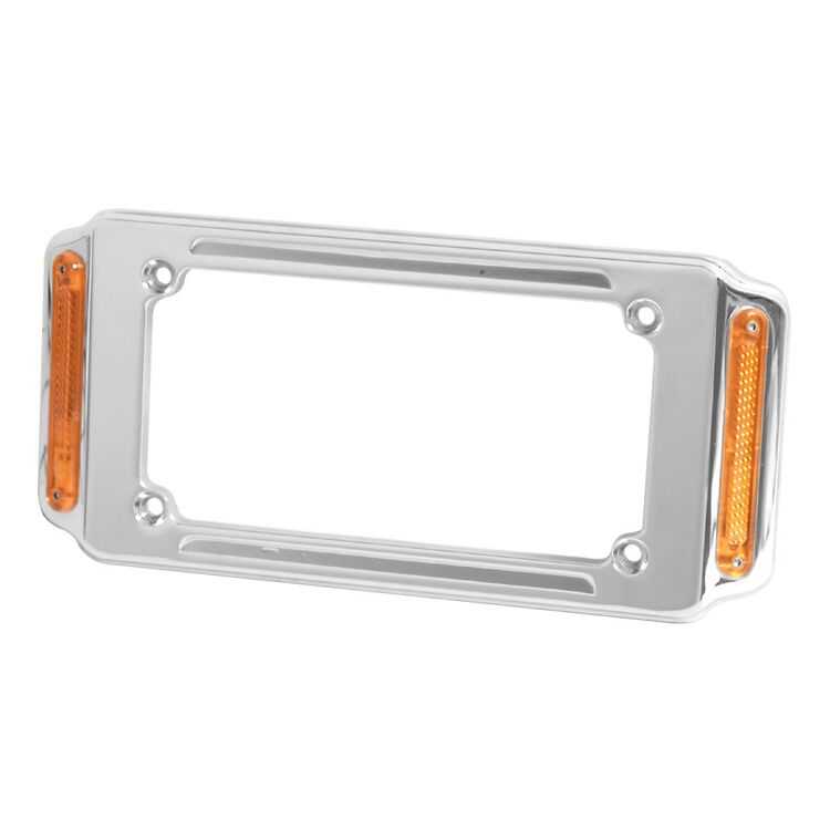 J&P Cycles License Plate Frame With Amber Marker Lights