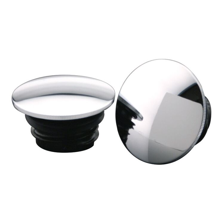 Milwaukee Twins Steel Low Profile Domed Gas Cap Set For Harley 1981-1995