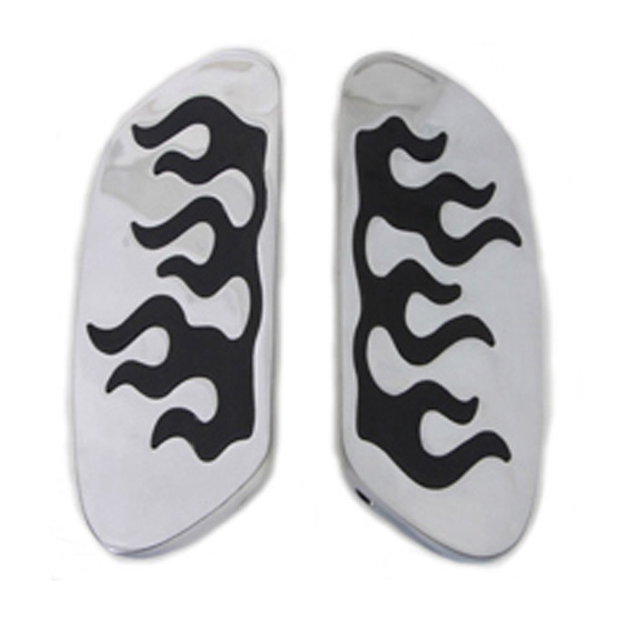 VTwin Mfg. Passenger Floorboards With Flame Design For Harley Touring