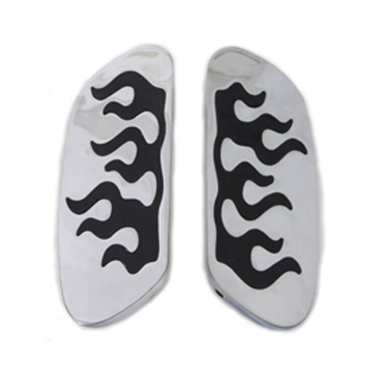 V-Twin Mfg. Passenger Floorboards With Flame Design For Harley Touring 1986-2025