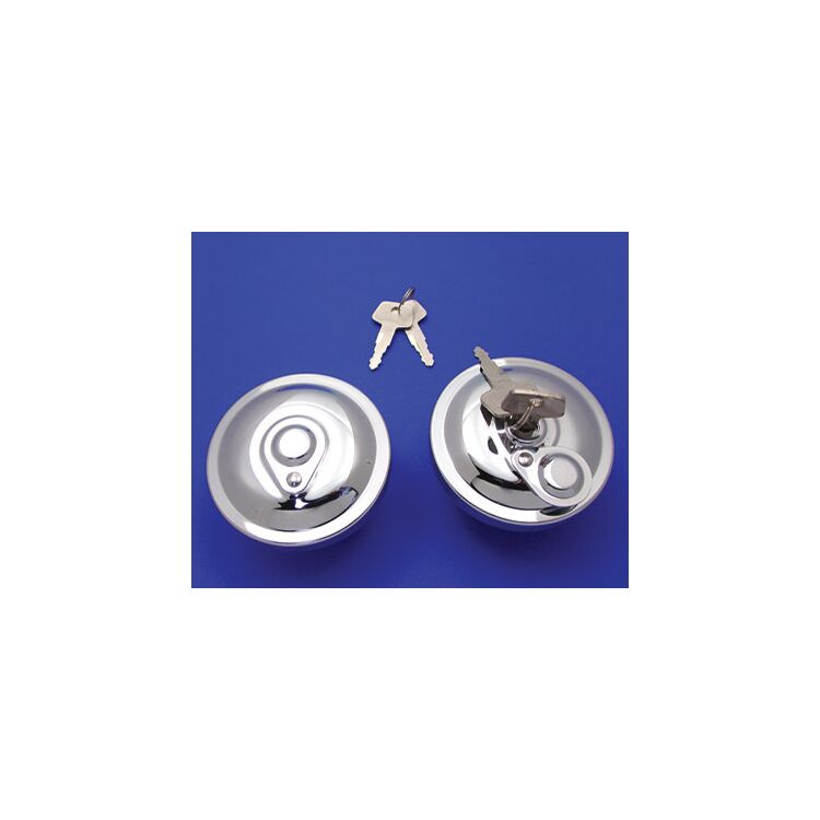V-Twin Mfg. Locking Gas Cap Set For Harley Big Twin 1983-1995