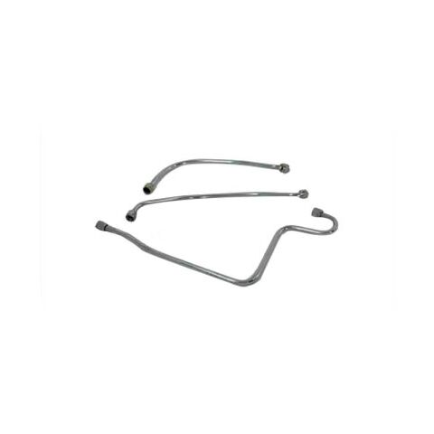 V-Twin Mfg. Chrome 3-Piece Oil Line Set For Harley FL 1958-1964