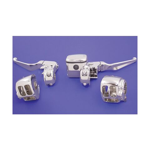 V-Twin Mfg. Chrome 11/16" Handlebar Control Kit For Harley Dual Disc 1996-2011