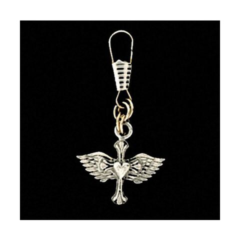 Guardian Bell Heart Cross And Wings Zipper Pull