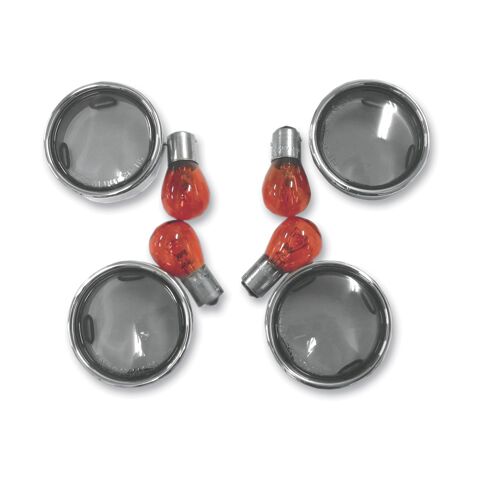 J&P Cycles Smoke Turn Signal Lens Kit With Trim Ring