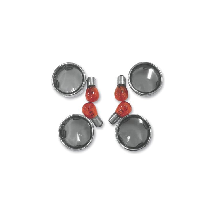 J&P Cycles Smoke Turn Signal Lens Kit With Trim Ring