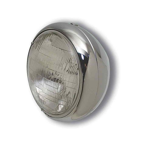 V-Twin Mfg. 7" Round Chrome Vintage Style Headlamp For Harley FL 1949-1959