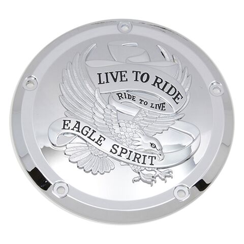 V-Twin Mfg. Eagle Spirit Chrome Derby Cover For Harley Touring 2015-2025
