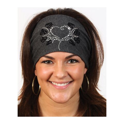 That’s A Wrap Flocked Black Roses Rhinestone Heart Knotty Band