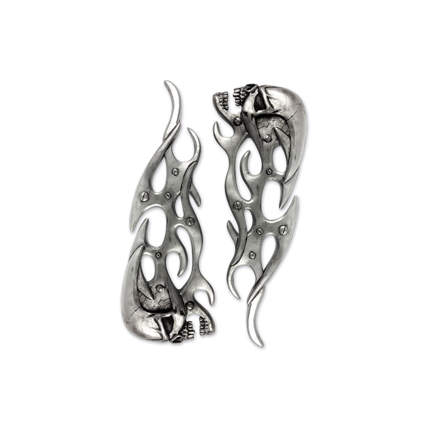 Lethal Threat Mechanical Skull Flames 3-D Right and Left Emblems