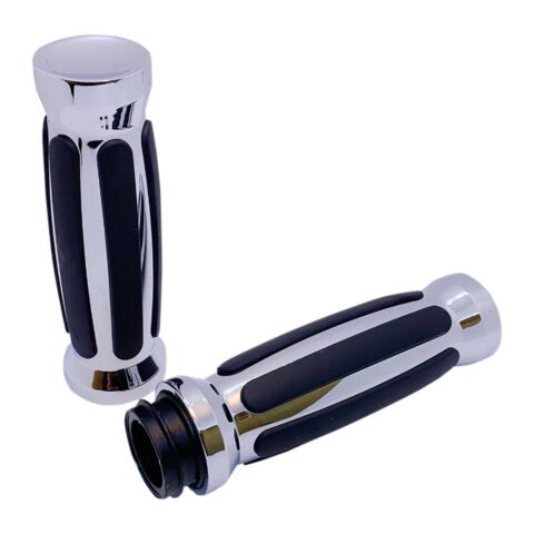 Pro-One Billet Straight Rubber Grips For Harley With Throttle by Wire
