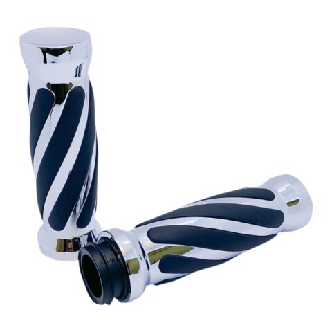 Pro-One Billet Twisted Rubber Grips For Harley With Throttle by Wire