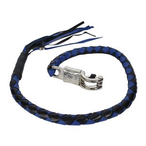 Dream Apparel Frusta In Pelle Per Motociclisti, 106 Cm, Con Teschio E Fibbia Cromata, Per Manubrio, Nero E Blu