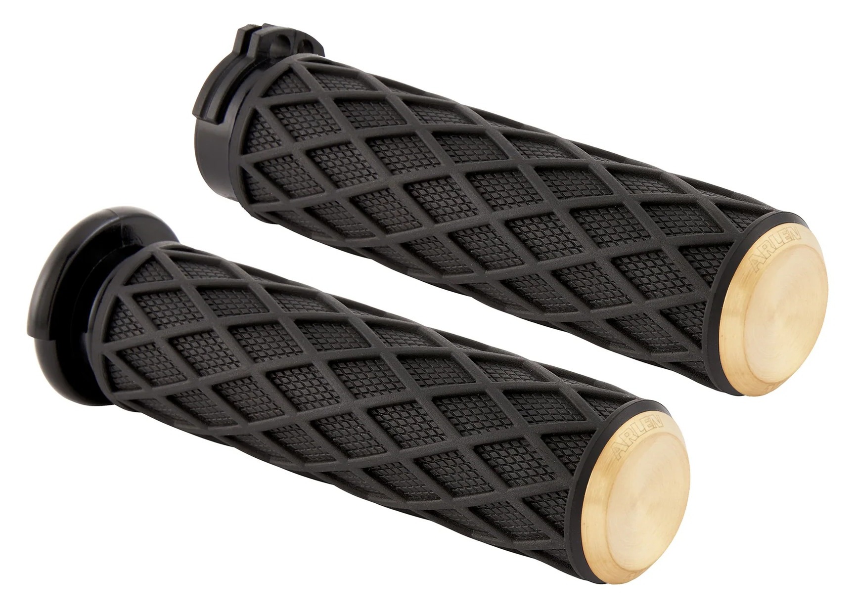 Arlen Ness Diamond Grips For Harley With Throttle By Wire Brass [Open