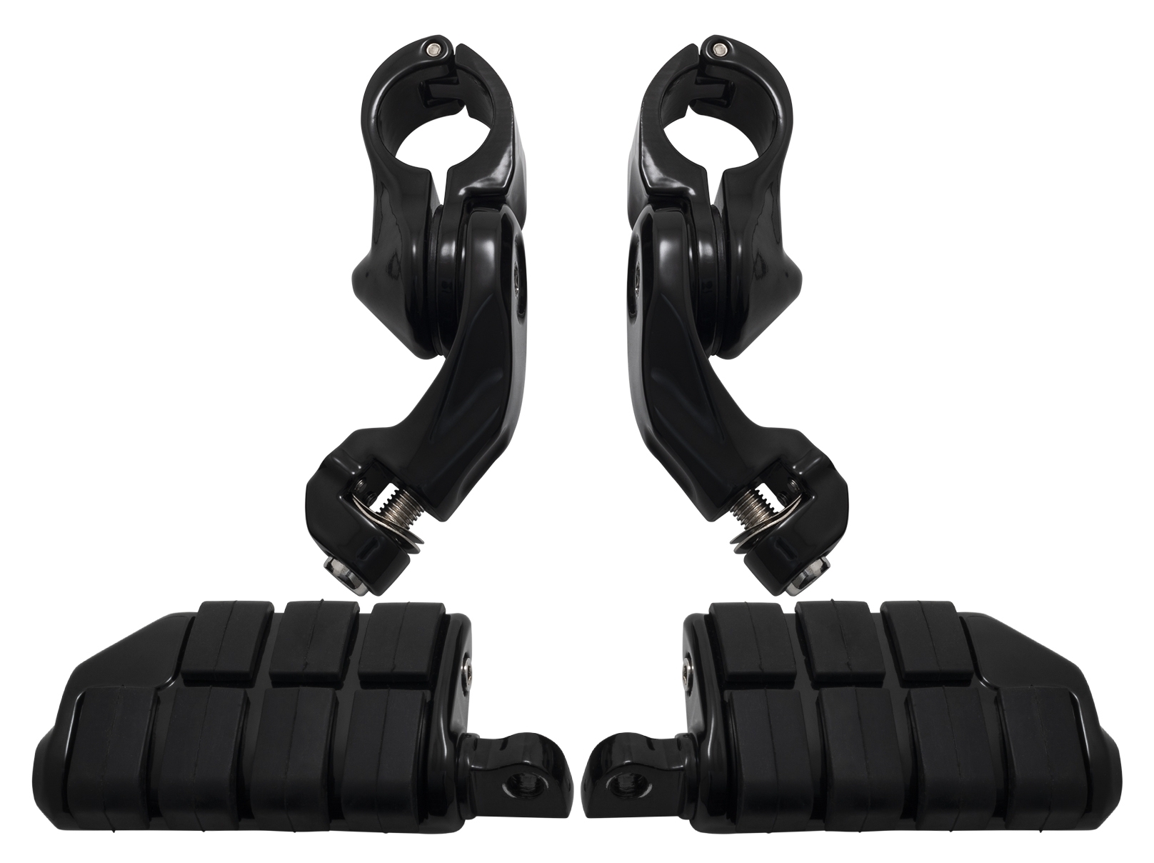HogWorkz Short Angled Adjustable Highway Pegs With 1 1/4" Clamps Black