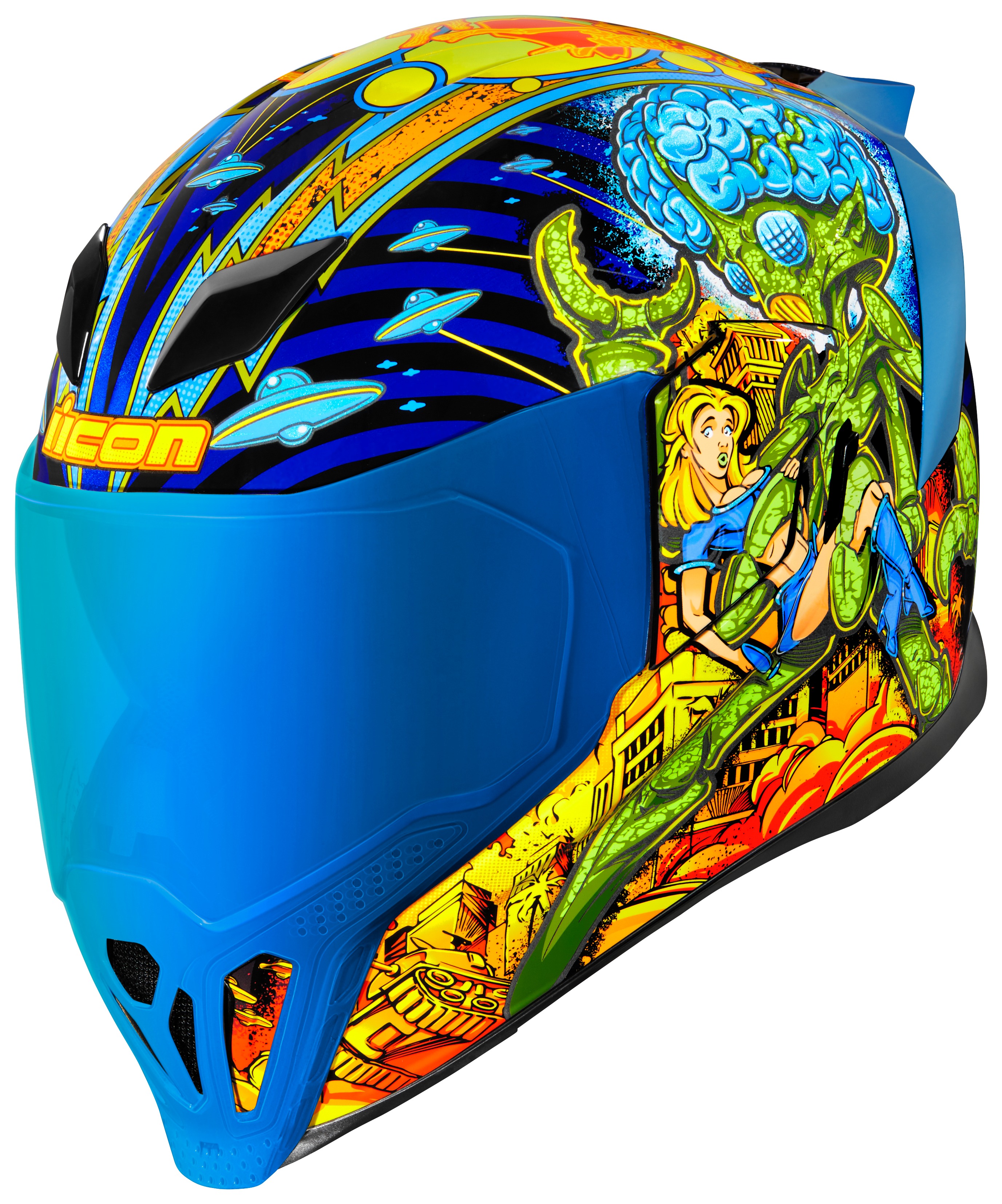 face lifting motorbike helmets blue icon Icon Airflite Bugoid Blitz Helmet