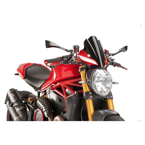 Puig Touring Naked New Generation Windscreen Ducati Monster 797 / 821 / 1200 / S Black [Previously Installed]