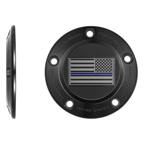 Figurati Designs Blue Line Flag Timing Cover For Harley