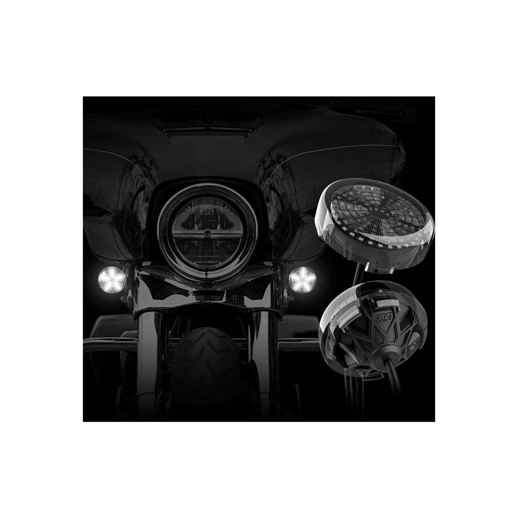 XKGLOW Pro Series Mototurnz Flat Style Front Turn Signals For Harley 1986-2