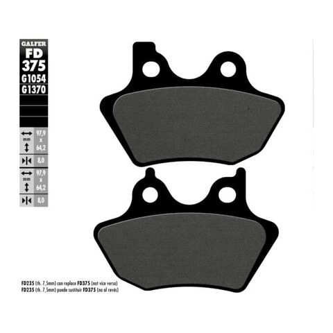 Galfer Semi-Metallic 1054 Front / Rear Brake Pads For Harley 2000-2007