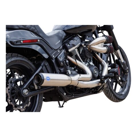 S&S Cycle Race Only Qualifier 2 Into 1 Stainless Exhaust For Harley Softail 2018-2024