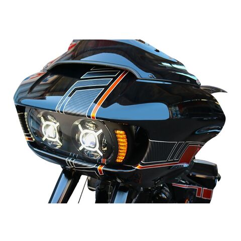 Faro LED Per Harley Road Glide 2015-2023 - Con Indicatore Di Direzione - Lente Fumosa - HDBUBALUS - Foto 10