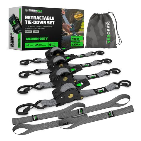 Rhino USA Medium Duty Retractable Ratchet Straps