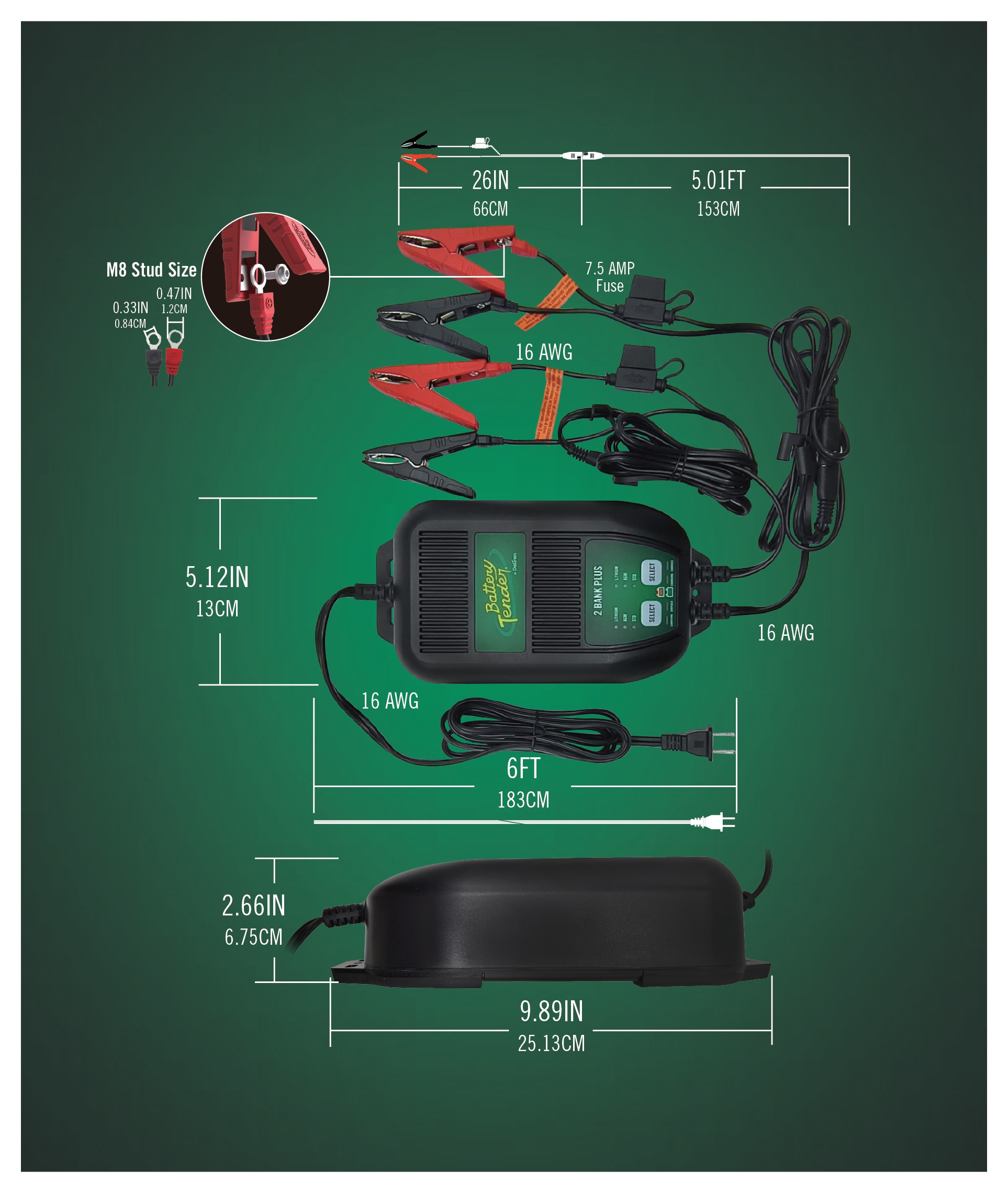 Battery Tender 2 Bank 1.25 Amp 12V Battery Charger | JPCycles.com