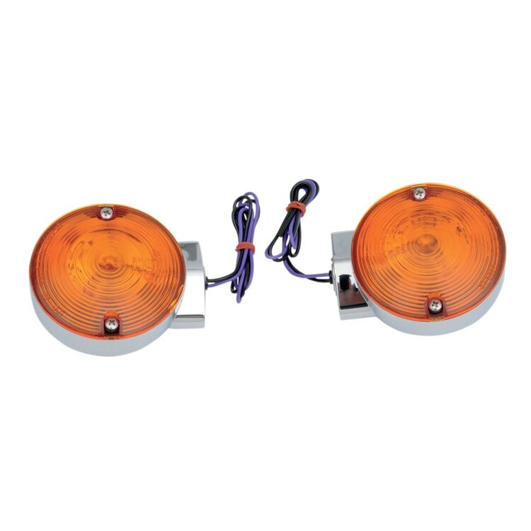 Drag Specialties Flat-Style Rear Turn Signals For Harley Touring 1984-2023 Chrome [Open Box]